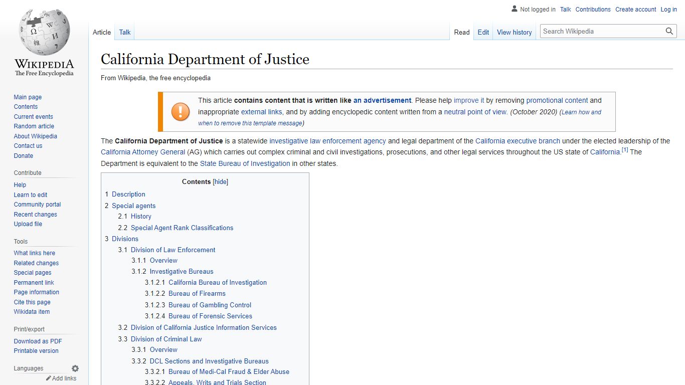 California Department of Justice - Wikipedia