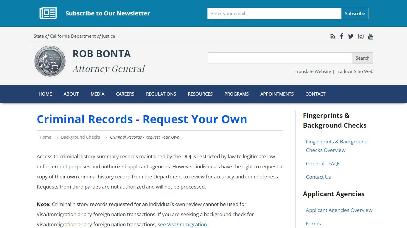 Request Your Own | State of California - Department of Justice