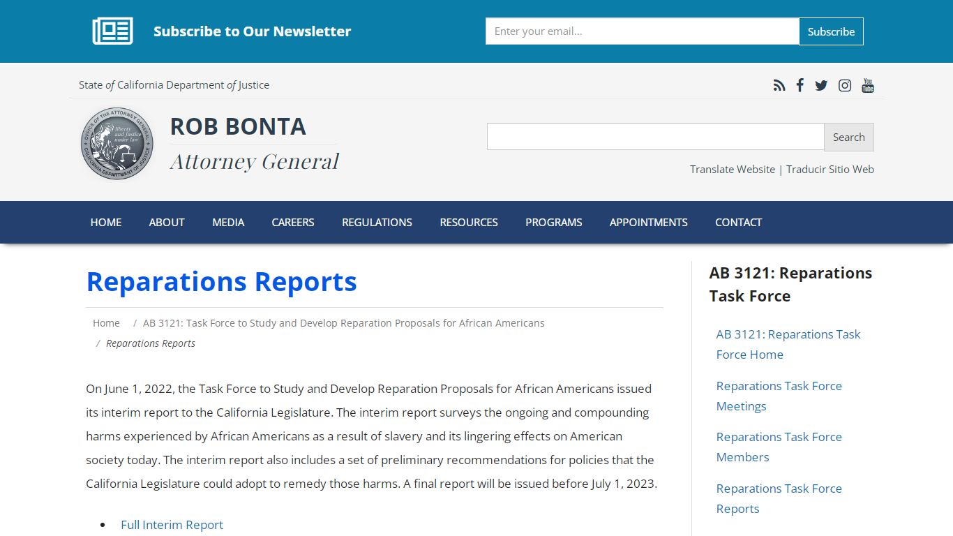 Reparations Reports | State of California - Department of Justice ...